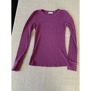MICHAEL STARS Women's Juliet Waffle Knit Thermal Tee Lilac XS